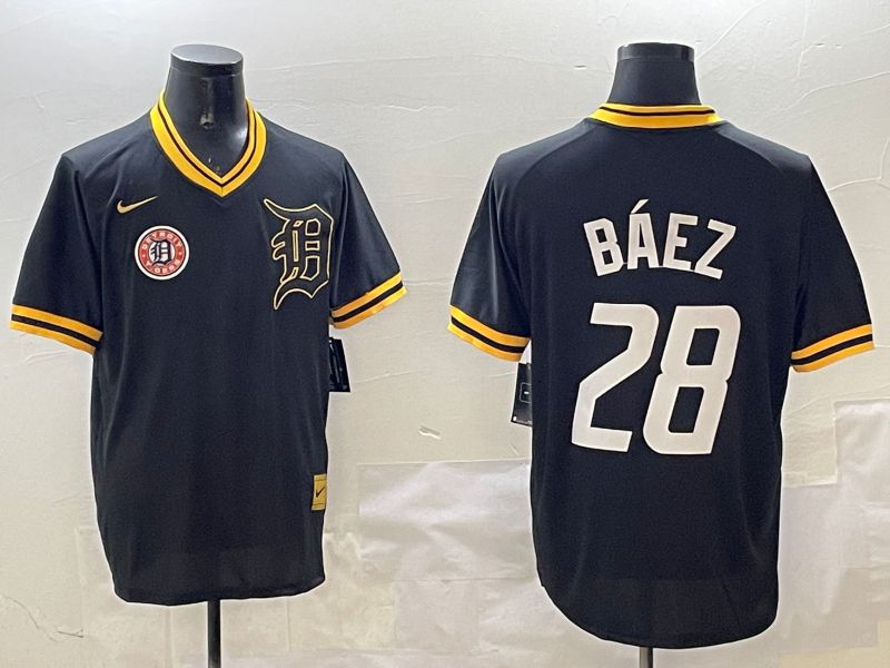 Men Detroit Tigers #28 Baez Black Gold Game 2025 Nike MLB Jersey style 6->detroit tigers->MLB Jersey